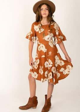 Joyfolie Girl's Emilia Dress in Autumnal Floral or Teal Size 10 NWT